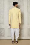 Shop_Aryavir Malhotra_Yellow Sherwani Jaquard Embroidery Leaf Vine With Dhoti Pant _at_Aza_Fashions