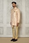 Aryavir Malhotra_Multi Color Jaquared Woven Floral Blossom Asymmetric Sherwani With Churidar _at_Aza_Fashions