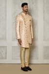 Buy_Aryavir Malhotra_Multi Color Jaquared Woven Floral Blossom Asymmetric Sherwani With Churidar 