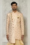 Aryavir Malhotra_Multi Color Jaquared Woven Floral Sherwani With Dhoti Pant _Online_at_Aza_Fashions