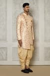 Aryavir Malhotra_Multi Color Jaquared Woven Floral Sherwani With Dhoti Pant _at_Aza_Fashions