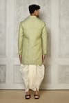 Shop_Aryavir Malhotra_Green Jaquared Woven Swirl Victorian Pattern Sherwani With Dhoti Pant _at_Aza_Fashions