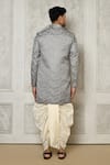 Shop_Aryavir Malhotra_Grey Jaquared Woven Floral Jaal Sherwani With Dhoti Pant _at_Aza_Fashions