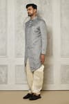 Buy_Aryavir Malhotra_Grey Jaquared Woven Floral Jaal Sherwani With Dhoti Pant 