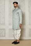 Buy_Aryavir Malhotra_Grey Jaquared Woven Floral Vine Sherwani With Churidar 