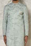 Buy_Aryavir Malhotra_Grey Jacquard Woven Floral Vine Pattern Asymmetric Sherwani _Online_at_Aza_Fashions