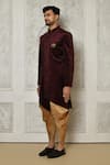 Aryavir Malhotra_Maroon Sherwani  Velvet Digital Printed Pattern And Dhoti Pant Set _at_Aza_Fashions