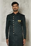 Buy_Aryavir Malhotra_Blue Sherwani  Jacquard Abstract Pattern And Dhoti Pant Set _Online_at_Aza_Fashions