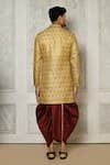 Shop_Aryavir Malhotra_Gold Sherwani  Jamewar Hand Embroidered And Dhoti Pant Set _at_Aza_Fashions