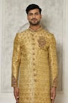 Buy_Aryavir Malhotra_Gold Sherwani  Jamewar Hand Embroidered And Dhoti Pant Set _Online_at_Aza_Fashions