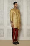 Buy_Aryavir Malhotra_Gold Sherwani  Jamewar Hand Embroidered And Churidar Set 