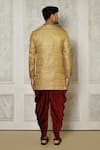 Shop_Aryavir Malhotra_Gold Sherwani  Jamewar Hand Embroidered And Dhoti Pant Set _at_Aza_Fashions