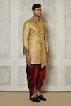 Buy_Aryavir Malhotra_Gold Sherwani  Jamewar Hand Embroidered And Dhoti Pant Set 