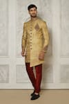 Buy_Aryavir Malhotra_Gold Jamewar Hand Embroidered Sherwani _at_Aza_Fashions