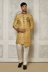 Buy_Aryavir Malhotra_Gold Sherwani  Jamewar Hand Embroidered And Cream Churidar Set _at_Aza_Fashions