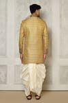 Shop_Aryavir Malhotra_Gold Sherwani  Jamewar Hand Embroidered And Cream Dhoti Pant Set _at_Aza_Fashions