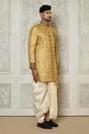 Buy_Aryavir Malhotra_Gold Sherwani  Jamewar Hand Embroidered And Cream Dhoti Pant Set 