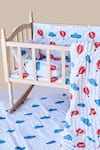 Shop_Jaipur Gate_White Muslin Printed Hot Air Balloon And Cloud Baby Cot Set _Online_at_Aza_Fashions