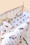 Shop_Jaipur Gate_White Muslin Printed Jet Plane Baby Cot Set _at_Aza_Fashions