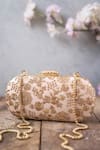 Buy_Amyra_Beige Embroidery, Sequins Ada Floral Clutch _at_Aza_Fashions