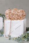Shop_Amyra_Beige Embroidery, Sequins Ada Floral Clutch _at_Aza_Fashions