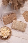 Shop_Amyra_Beige Embroidery, Sequins Embellished Box Clutch _at_Aza_Fashions