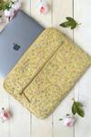 Buy_Amyra_Yellow Floral Embroidered Laptop Sleeve_at_Aza_Fashions