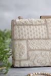 Shop_Amyra_White Sequins, Zari Mosaic Luxe Embroidered Clutch_at_Aza_Fashions