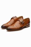Buy_3dm Lifestyle_Brown Leather Single Monk Strap Derby Shoes _at_Aza_Fashions