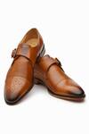 Shop_3dm Lifestyle_Brown Leather Single Monk Strap Derby Shoes _at_Aza_Fashions
