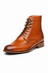 3DM LIFESTYLE_Brown Wingtip Brogue Boots  _Online_at_Aza_Fashions