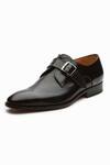 3DM LIFESTYLE_Black Plain Single Monk Strap Shoes  _Online_at_Aza_Fashions