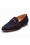 3DM LIFESTYLE_Blue Handcrafted Belgian Leather Loafers  _Online_at_Aza_Fashions