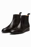 Buy_3DM LIFESTYLE_Black Wingtip Chelsea Brogue Boots  _at_Aza_Fashions