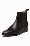 3DM LIFESTYLE_Black Wingtip Chelsea Brogue Boots  _Online_at_Aza_Fashions