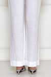 Buy_DILNAZ_White Linen Hand Embroidered Diamond Stones Work Placement Trouser  _Online_at_Aza_Fashions