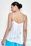 Shop_DILNAZ_White Net Hand Embroidered Diamante Stones Work Camisole Top  _at_Aza_Fashions