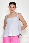 Buy Dilnaz Grey Georgette Embroidery Sequin Scoop Neck Strap Camisole at Aza Fashions Buy_Dilnaz_Grey Georgette Embroidery Sequin Scoop Neck Strap Camisole _at_Aza_Fashions