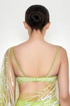 DILNAZ_Green Net Embroidery Sequin Sweetheart Neck Bustier  _Online_at_Aza_Fashions