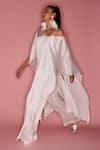 Shop_DILNAZ_White Cotton Satin Asymmetric Over Layer With Jumpsuit  _Online_at_Aza_Fashions