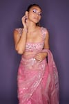 Buy_DILNAZ_Pink Embroidered Sequin Saree  _Online_at_Aza_Fashions