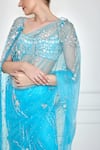 Shop_Dilnaz_Blue Embroidered Diamante Saree  _at_Aza_Fashions