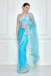 Buy_DILNAZ_Blue Embroidered Sequin Net Saree  _at_Aza_Fashions