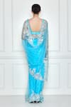 DILNAZ_Blue Embroidered Sequin Net Saree  _Online_at_Aza_Fashions