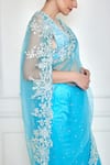 Shop_DILNAZ_Blue Embroidered Sequin Net Saree  _at_Aza_Fashions