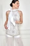 Buy_DILNAZ_White Net And Polyester Satin Embroidered Sequin Tie-up Kurta  _Online_at_Aza_Fashions