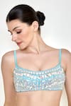 Buy_DILNAZ_Blue Net And Polyester Satin Embroidered Diamante U Neck Bustier _at_Aza_Fashions