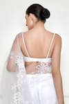 Shop_DILNAZ_White Polyester Satin Embroidered Thread Sweetheart Sequin Embellished Bustier _at_Aza_Fashions