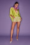 Buy_DILNAZ_Green Net Embellished Jewel Hot Pants  _at_Aza_Fashions