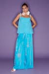 Buy_DILNAZ_Sky Blue Georgette Embroidered Sequin Embellished Straps Camisole  _at_Aza_Fashions